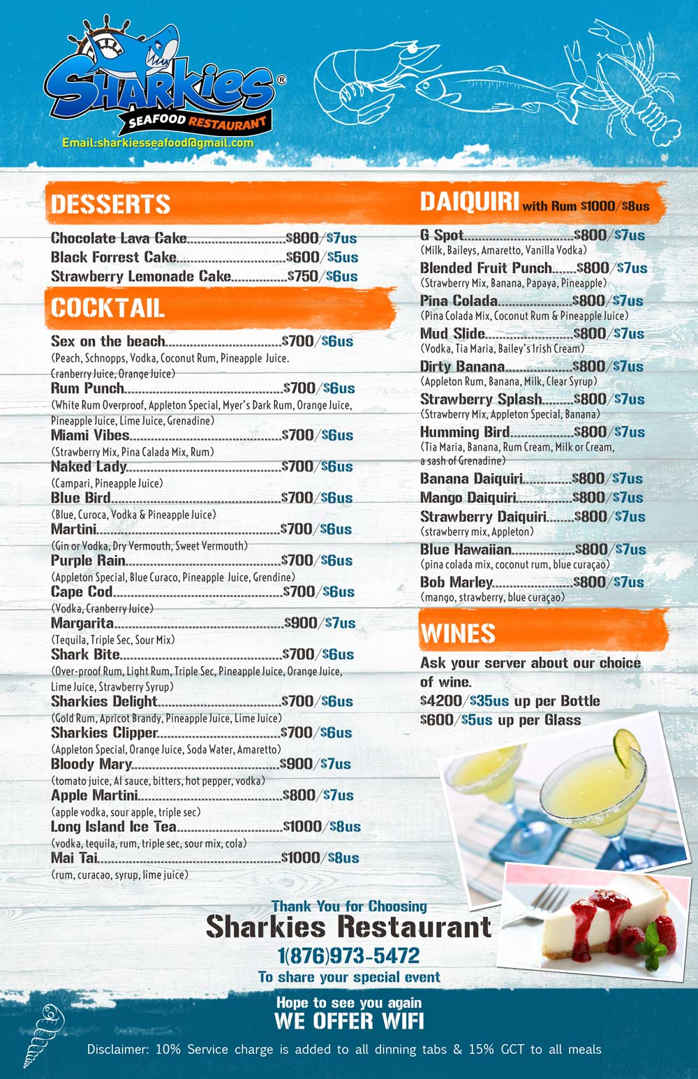 Sharkies Seafood menu 3